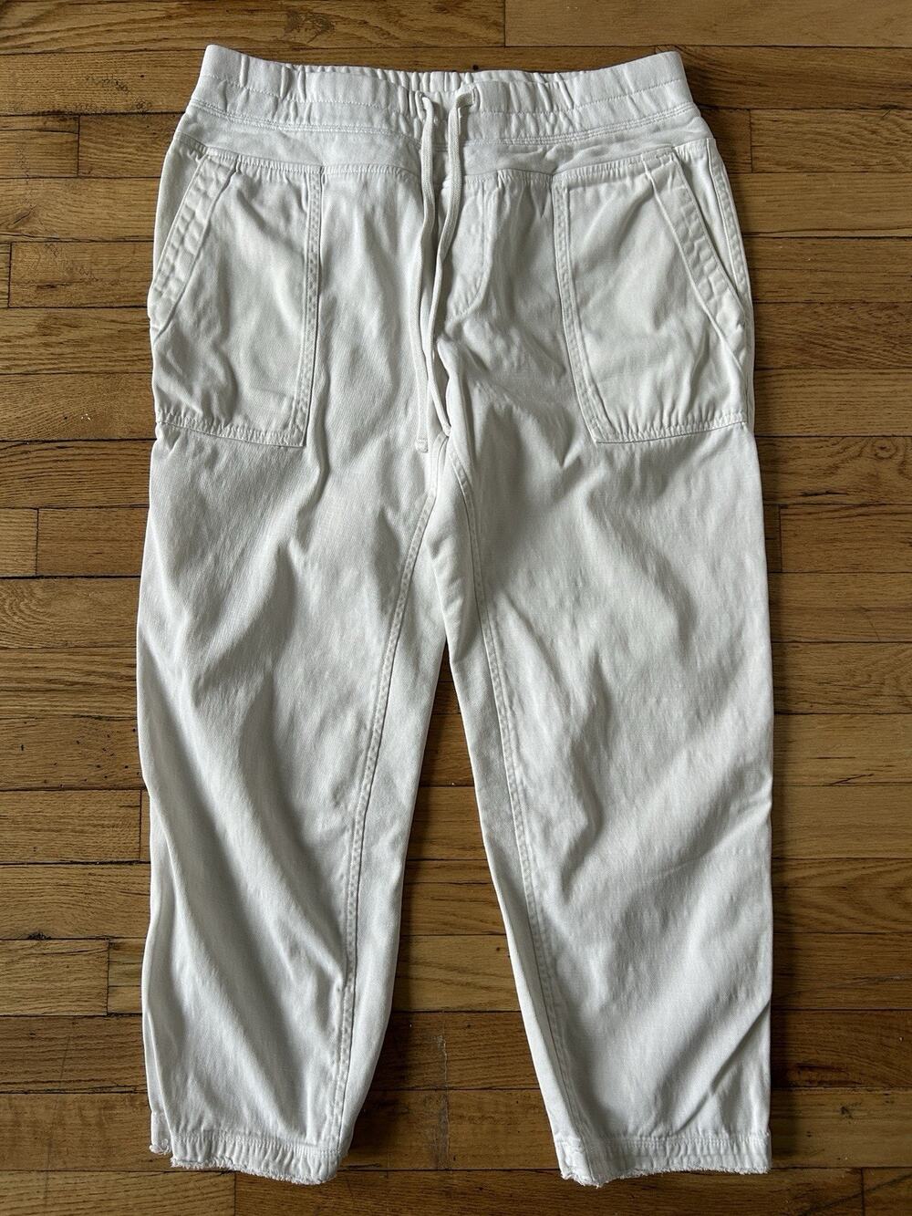 James Perse White Cropped Jogger Pants Women’s Size 3 Cotton Stretch Capri Ankle